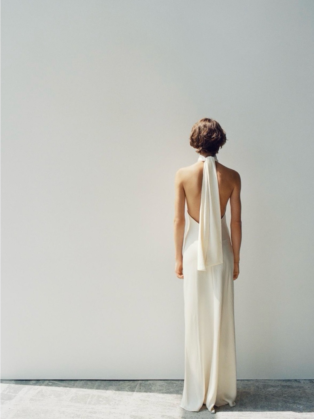 Zara Cream Backless Halter Maxi Dress